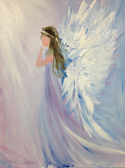 Learn to Paint My Beautiful Angel tonight at Paint Nite! Our artists know exactly how to teach painters of all levels - give it a try! Panna Marie, Angel Artwork, Paint Nite, Angels Among Us, Angel Painting, Paint And Sip, Angel Pictures, Fairy Angel, Christmas Paintings