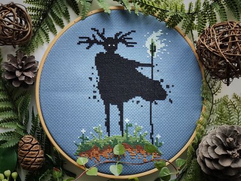 Folklore Witch, Pagan Cross Stitch, Dark Witchcraft, Gothic Cross Stitch, Mystical Creature, Witch Cross Stitch, Autumn Cross Stitch Patterns, Slavic Folklore, Halloween Cross Stitch Patterns