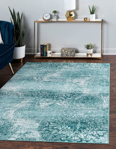 PRICES MAY VARY. Designed to withstand everyday wear, this 4' x 6' area rug is the perfect size for living rooms, large dining rooms, open floorplans, or anywhere you want to bring a little more style into your home. This turquoise rug combines the soothing elements of blues with the vibrancy of greens into a striking hue. Playful color options makes the Monte Carlo Collection the perfect vintage style rugs. Medium-pile rugs provide a happy medium between durability and comfort. With occasional Turquoise Dining Room, Eclectic Area Rug, Turquoise Rug, Traditional Dining Room, Target Rug, Room Update, Bed In Living Room, Dining Room Office, Large Dining Room