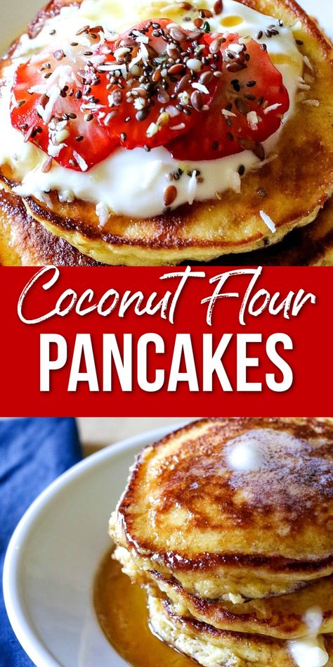 YUM! Don’t these pancakes look delicious??!! These Coconut Flour Pancakes are super easy to make and are pretty good for you, too! If you’re on the Whole30 plan, you can adapt this for sure! Instead of regular milk, try almond milk. Instead of butter, try this coconut oil that has butter flavoring. So good! They’re gluten-free, too! Recipes Banana Bread, Bread Recipe Homemade, Bread Recipes Easy, Keto Brood, Homemade Bread Recipes, Easy Bread Recipe, Recipes Banana, Coconut Flour Pancakes, Coconut Pancakes