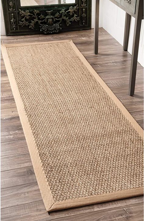 Amazon.com: nuLOOM Elijah Natural Seagrass Farmhouse Runner Rug, 2' 6" x 6', Beige : Home & Kitchen Border Rugs, Frieze Carpet, Farmhouse Runner Rug, Beige Home, Seagrass Rug, Farmhouse Area Rugs, Simple Borders, Rug Runners, Natural Fiber Rugs