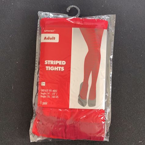 New In Unopened Package Red Striped Tights One Size/Adult Skull Tights, Black Knee High Socks, Edm Concert, Polka Dot Tights, Concert Dresses, Striped Tights, Witch Halloween Costume, Halloween News, Black Fishnets