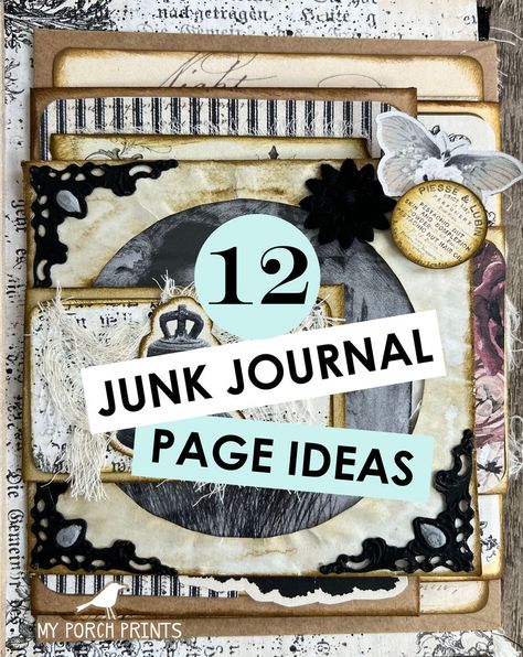 Altered Book Art, Goth Junk Journal, Repurpose Old Books, Homemade Journal, My Porch Prints, Handmade Journals Diy, Smash Journal, Diy Journal Books, Journal 3