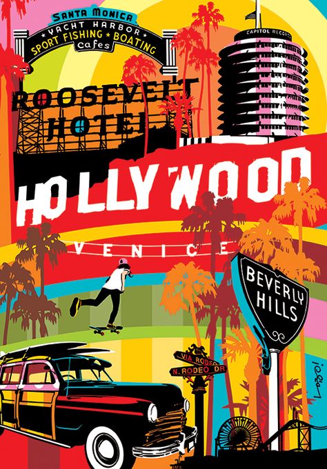 Los Angeles Artwork, Pop Art Artwork, Images Pop Art, Hollywood Art, Pop Art Images, Los Angeles Art, Plakat Design, Pop Art Posters, Pop Art Wallpaper