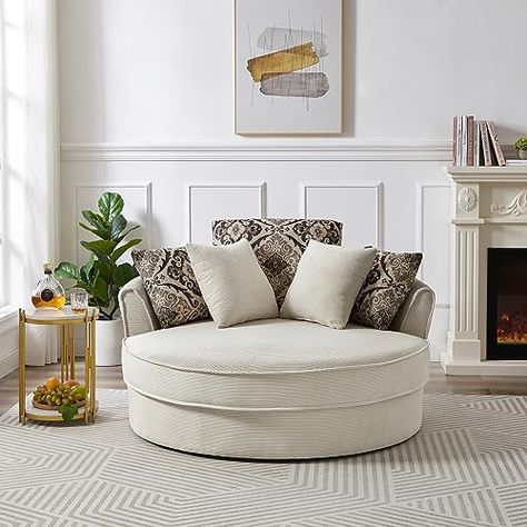 This is a large swivel barrel chair that could fit two people comfortably. Perfect for a seating area in your bedroom, cozy up and watch a movie or reading a book. Round Sofa Chair, Round Sofa, Storage Chair, Lazy Sofa, Swivel Barrel Chair, Swivel Accent Chair, Round Chair, Mesa Exterior, Leisure Chair