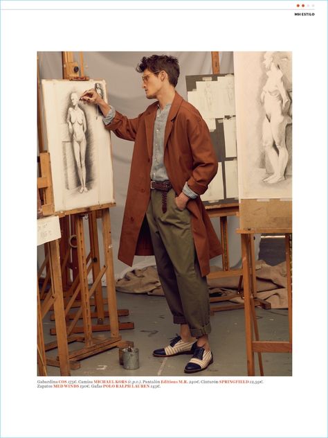 Danny Beauchamp | Men’s Health España | 2018 | Editorial | The Fashionisto Men Artist Aesthetic, Artistic Style Men, Artistic Man Aesthetic, Men Artist Outfit, Man Artist Aesthetic, Artsy Men Aesthetic, Artist Clothes Style, Artist Outfits Men, Artistic Outfits Men