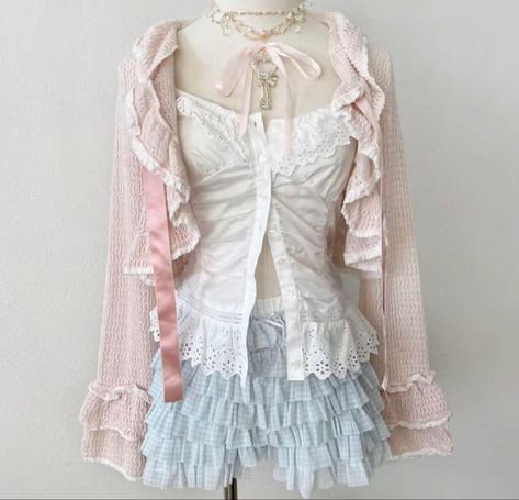 Korean Kawaii Outfits, Himejaki Outfits, Himekaji Outfits Summer, Kawaii Fashion Outfits Casual, Himekaji Fashion, Kawaii Pink Outfits, Himekaji Outfits, Shoujo Girl, Baby Blue Color