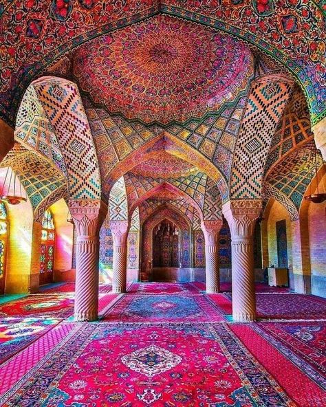 Mosque Architecture, Pink Mosque, Shiraz Iran, Iranian Architecture, Persian Architecture, Arsitektur Masjid, Foto Langka, Iran Travel, Beautiful Mosques