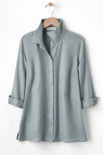 There’s big news here: Our easy-care linen shirt features luscious colors washed into gentle solid hues to wear alone or as a breezy layer. Enjoy the unique softness of pure linen – plus, we've also finessed the fullness to trim the silhouette ever so gently. Imported. | Women's Easy-Care Linen Big Shirt Top - Pink Charm - XS White Summer Tops Blouses, White Shirt Outfit Casual, Coldwater Creek Outfits, Shirt Over Dress Outfit, Shirt Over Dress, White Summer Tops, White Shirt Outfits, Linen Shirts Women, White Linen Shirt