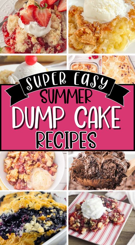 Super easy dump cake recipes on a Pinterest pin Pie, Boxes Cake Mix Recipes, Box Cake Mix Dump Cake, 8x8 Dump Cake Recipes, Boxed Dessert Ideas, Box Dump Cake Recipes, Box Cake Cobbler Recipes, Box Cake Dump Cake, Box Cake And Pudding Recipe