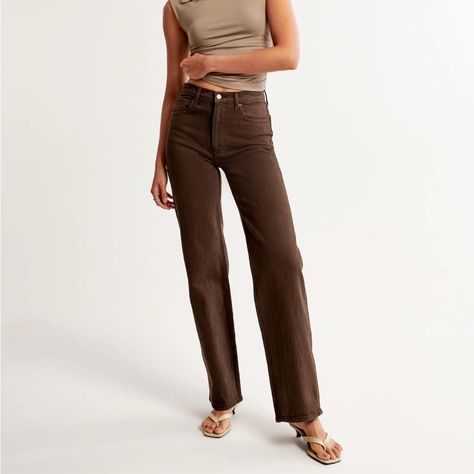 New With Tags! Dark Brown Pants Women, Brown Jeans Outfit Women, Brown Wide Leg Jeans, 90s Relaxed Jeans, Brown Jeans Outfit, High Rise 90s Relaxed Jean, Brown Denim Pants, Denim Pants Outfit, Dark Brown Pants