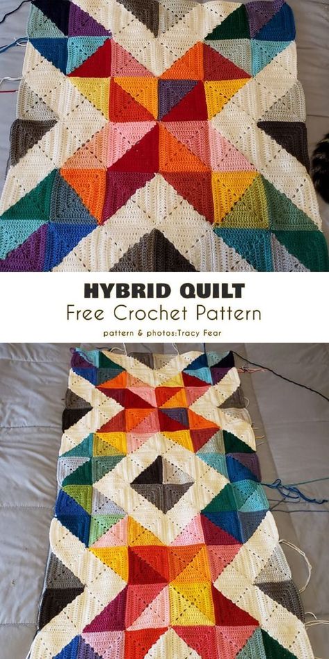 Amazing Quilt Free Crochet Patterns | Your Crochet | Bloglovin’ Modular Crochet Blanket, Quilted Crochet Blanket, Scrap Blankets Crochet, Free Crochet Quilt Afghan Patterns, Contemporary Crochet Blanket, Crocheted Quilt Patterns, Quilt Crochet Blanket, Corner To Corner Crochet Pattern Free Easy, Scrap Granny Square Blanket