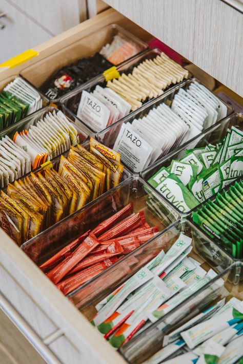 Organisation, Tea Drawer, Cutlery Drawer Organization, Deep Drawer Organization, Coffee Organization, Bathroom Counter Decor, Tea Organization, Silverware Organization, Tea Station