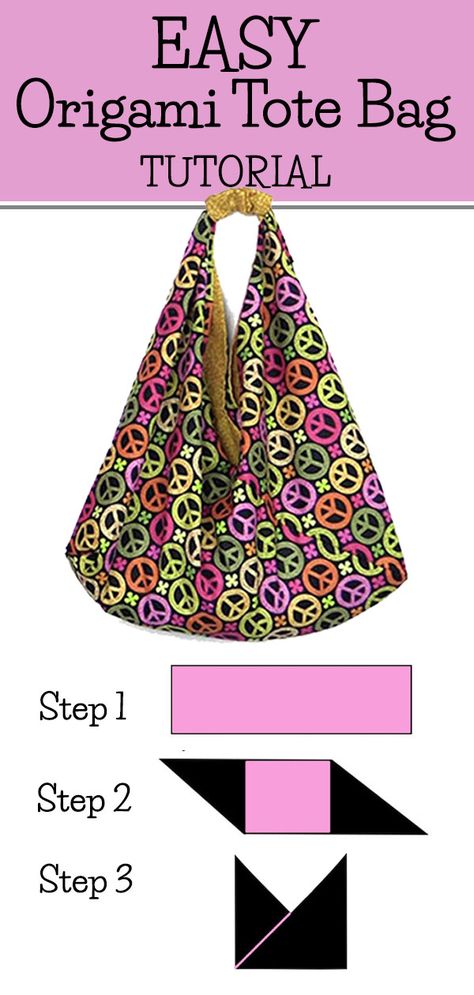 Easy Origami Tote Bag Tutorial - This is a super easy DIY tote bag tutorial with video AND written step by step instructions. You can make this out of canvas or quilting fabric. This Origami Tote Bag is lined and with boxed corners. This is ideal as a market tote bag and is so fast to make so ideal for those creating bags to sell at markets. Diy Tote Bag Tutorial, Origami Tote Bag, Återvinna Jeans, Diy Bags Tutorial, Diy Sy, Origami Bag, Sac Diy, Diy Tote, Fabric Origami