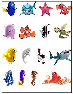 16 x FINDING NEMO/DORY STAND UP CUPCAKE TOPPERS (UNCUT) QUALITY WAFER CARD | eBay Finding Nemo Fish, Dory Characters, Finding Nemo Characters, Finding Nemo Dory, Pixar Party, Nemo Cake, Nemo Dory, Nemo Birthday, Sharp Scissors