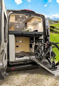 #45 Ford Transit Camper + Van Conversion + Cyclist Lifestyle + Bikes Van Conversion Bike, Bike Storage In Van, Transit Camper Conversion, Ford Transit Camper Conversion, Rack Velo, Transit Camper Van, Accessoires Camping Car, Bil Camping, Ford Transit Campervan