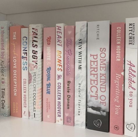 Books, bookshelf, bookshelf idea, pink aesthetic, pink books, instagram picture ideas, insta feed, pink insta theme, reading, book aesthetic Reading Book Aesthetic, Pink Bookshelves, Stolen Heir, Sophie Lark, Insta Theme, Aesthetic Bookshelf, Pink Academia, Book Bucket, Unread Books