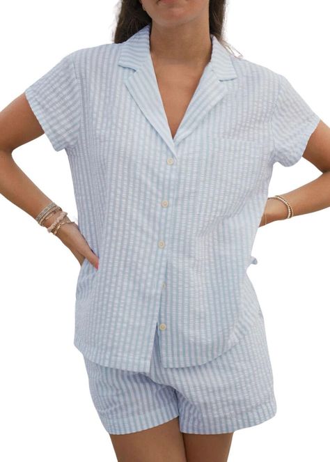 PRICES MAY VARY. 【Cotton Pj Sets for Women Material】These striped pajama set is made of soft material,comfortable and lightweight,making you feel cool in summer to release your body and promote your sleep 【Button Up Pajamas for Women Features】Trendy print pajama set for y2k girls features short sleeve, button down shirt, pink white and blue white striped pjs.Matching short bottom,striped pajama shorts have elastic waist with drawstring.Basic womens loungewear set, also can be bride getting ready Lorelai Gilmore Pajamas, Wedding Getting Ready Pajamas, Bridesmaid Pajamas Blue, Coastal Granddaughter Pajamas, Pajama Sorority Theme, Fruit Pjs, Bridesmaid Pjs Pajama Set, Bridal Party Pajama Sets, Heart Pjs