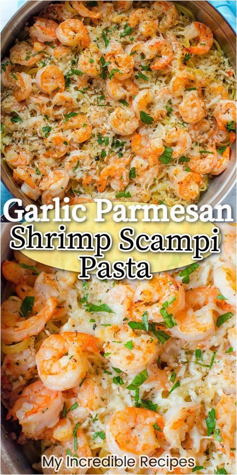 Essen, Parmesan Shrimp Scampi, Shrimp Scampi Pasta Recipes, Parmesan Shrimp, Garlic Parmesan Shrimp, Shrimp Garlic, Shrimp Scampi Pasta, Shrimp Parmesan, Scampi Pasta