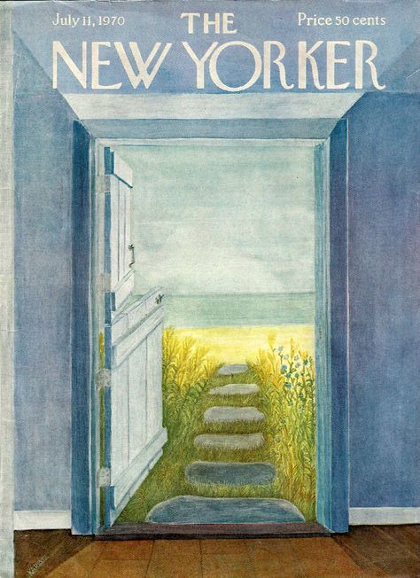 "The New Yorker” cover Karasz, July 11, 1970 Arte Peculiar, Dorm Wall Art, Dorm Posters, New Yorker Covers, New Yorker Cartoons, Blue Poster, July 11, Art Collage Wall, Room Posters