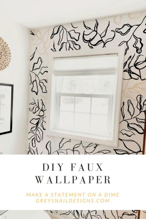 DIY Faux Wallpaper Faux Wallpaper Paint Stencil, Diy Doodle Wall Art, Bielefeld, Bathroom Hand Painted Walls, Cream Bathroom Wallpaper, Accent Wall Mural Living Room, Paint Wall Like Wallpaper, Diy Wallpaper Paint Ideas, Hand Painted Stencil Wall