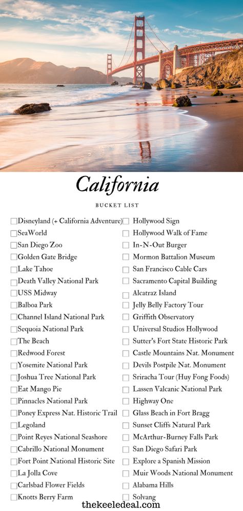 America Bucket List Destinations, California To Do List, Travel To California, Crazy Adventures Bucket Lists, Things To Do In California Bucket Lists, California Bucket List Destinations, Southern California Bucket List, California Trip Ideas, Places To Visit California