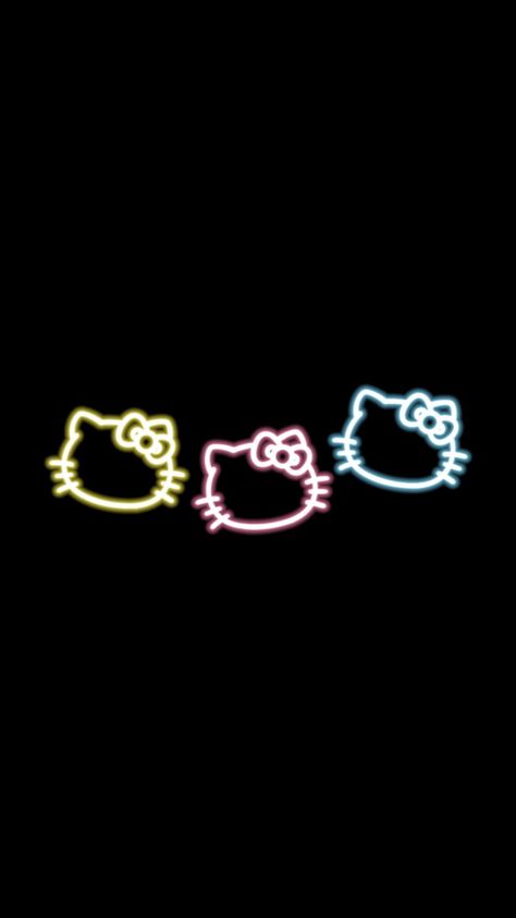 #neon #neonlights #wallpaper #neonwallpaper Y2k Neon Wallpaper, Hello Kitty Neon Sign, Sanrio Black Wallpaper, Hello Kitty Neon Wallpaper, Neon Hello Kitty Wallpaper, Black Wallpaper Neon, Black Neon Background, Black Neon Wallpaper, Hk Pfp