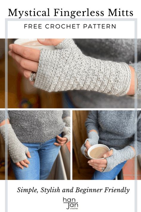 Amigurumi Patterns, Fingerless Mittens Crochet, Crochet Stitches Texture, Crochet Fingerless Gloves Free Pattern, Crochet Gloves Free Pattern, Crochet Hand Warmers, Crochet Mitts, Mitten Pattern, Crochet Wrist Warmers