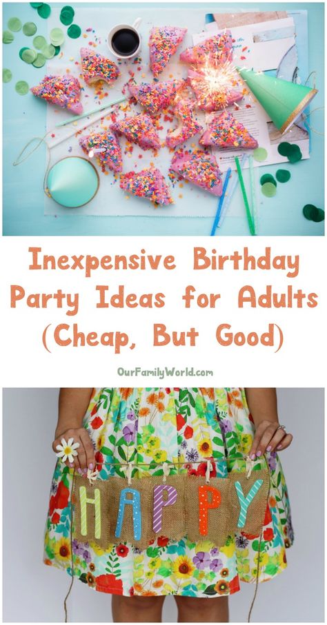 "Happy Birthday" doesn't have to mean "budget buster." There are inexpensive birthday party ideas for adults that will make anyone feel like a million bucks - without you having to spend BIG bucks! Double Birthday Party Ideas Adults, Birthday Gathering Ideas For Adults, Birthday Party Favor Ideas For Adults, House Party Decorations Birthday Adult, Last Minute Birthday Party Ideas, Classy Birthday Party Ideas, Birthday Party Activities For Adults, Fun Adult Birthday Party Ideas, Grown Up Birthday Party Ideas