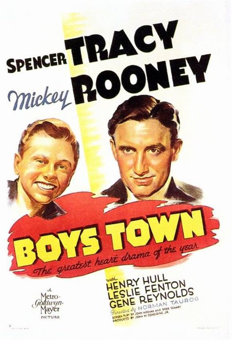 Boys Town. What a wonderful movie. Mickey Rooney is such a wonderful actor. He make me cry every time, when he sees the young boy hit by the car. Old Film Posters, Mickey Rooney, Spencer Tracy, Boys Town, Film Theory, Old Movie Posters, Old Hollywood Movies, Turner Classic Movies, Classic Movie Posters