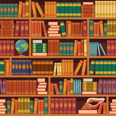 Bookshelf Illustration Art, Library Art Illustration, Library Background Wallpapers, Library Drawing Illustration, Book Store Illustration, Bookcase Art, Bookshelf Collection, Library Cartoon, Bookshelf Illustration