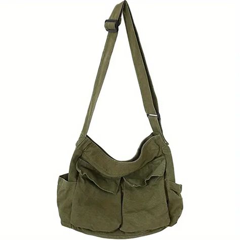 Vintage Canvas Messenger Bag Casual Travel Crossbody Bag Multi Pocket Shoulder Bag | Free Shipping For New Users | Temu Cute Messenger Bags, Messenger Bags For School, Ladies Designer Handbags, Tote Bag With Pockets, Large Hobo Bag, Hobo Tote Bag, Hobo Crossbody Bag, Laptop Bag For Women, Laptop Shoulder Bag