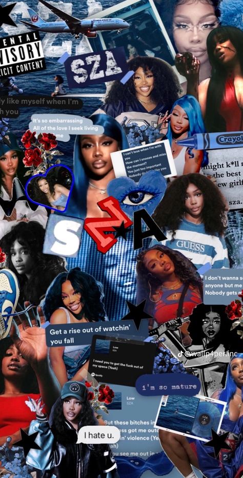 Sza Aesthetic Wallpaper Blue, Sza Collage Wallpaper, Sza Sos, Kaws Iphone Wallpaper, Ocean Music, Pretty Wallpaper Ipad, Sza Singer, Iphone Wallpaper Classy, Cute Lockscreens