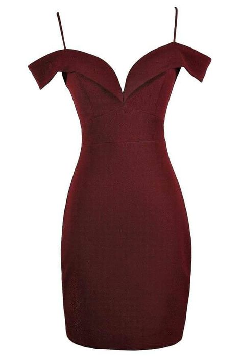 Little red dress Burgundy Hoco Dress, Off Shoulder Pencil Dress, Burgundy Party Dress, Burgundy Party, Red Off Shoulder Dress, Burgundy Cocktail Dress, Poison Arrow, Hoco Dress, Fitted Bodycon Dress