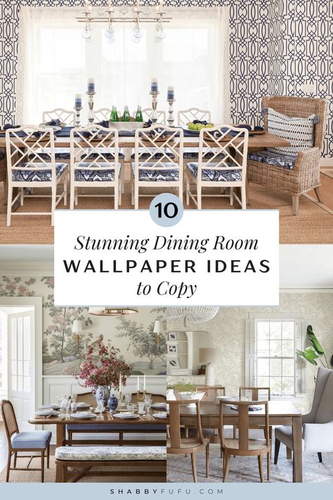 10 Stunning Dining Room Wallpaper Ideas to Copy Dining Room Modern Wainscoting, Colonial Dining Room Wallpaper, Peel And Stick Dining Room Wallpaper, Best Dining Room Wallpaper, Accent Wallpaper Dining Room, Schumacher Wallpaper Dining Room, Floral Wallpaper Dining Room Ideas, Fun Dining Room Wallpaper, Wallpaper In Dining Room With Chair Rail