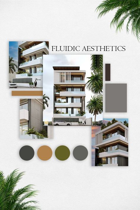 Mood Board For Exterior Elevation, Germany Project, Residence Facade, Cover Post, Villa Landscape, Digital Architecture, Twin House, Exterior Color Palette, Apartments Exterior