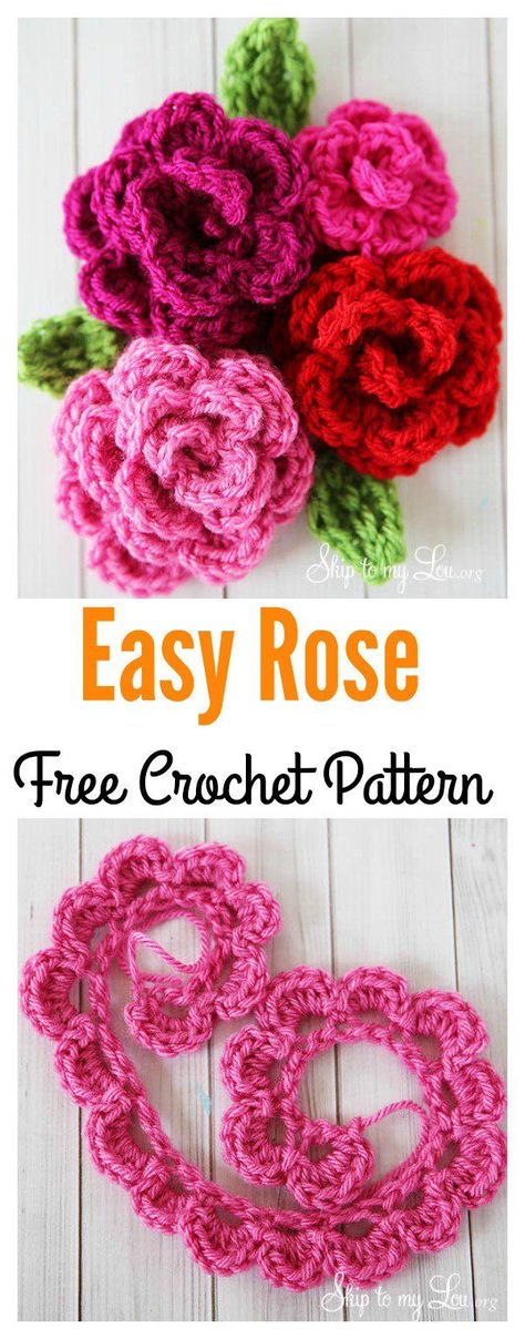 Free Crochet Rose Pattern, Crochet Roses, Beau Crochet, Crochet Rose Pattern, Crochet Puff Flower, Crochet Mignon, Confection Au Crochet, Crochet Flowers Easy, Crochet Flowers Free Pattern