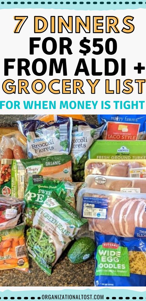 Aldi Weekly Meal Plan Shopping Lists, Frugal Monthly Meal Plan, Aldi Budget Grocery Lists, Meal Plan To Save Money, Easy Meals Aldi, Affordable Weekly Meal Plan, Weekly Easy Meal Plan, Weekly Meal Recipes, Aldi Lunch Ideas For Work