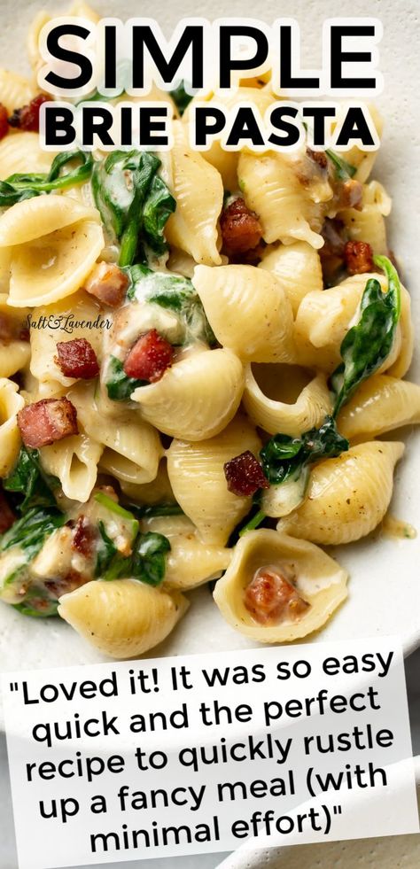 Dinners With Brie Cheese, Dinner Recipes With Brie, Brie And Pasta Recipes, Easy Recipes With Brie Cheese, Brie And Spinach Recipes, Meals With Brie Cheese, Pasta Brie Recipe, Brie Recipes Pasta, Creamy Brie Pasta