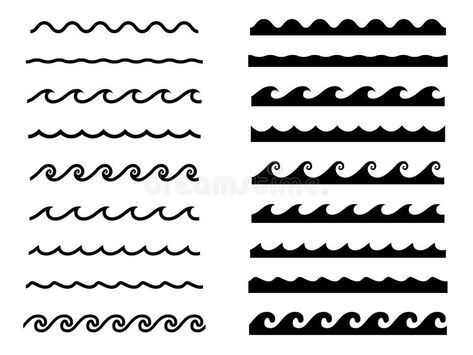 Polynesian Wave Tattoo Designs, Wave Tattoo Pattern, Sea Waves Drawing Simple, Wave Tattoo Bracelet, Waves Bracelet Tattoo, Waves Band Tattoo, Maori Wave Tattoo, Wave Band Tattoo Design, Wave Outline Tattoo