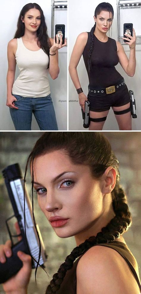 Lara Croft (Tomb Raider) Movie Characters Cosplay, Fantasia Da Lara Croft, Women’s Cosplay Ideas, Cosplay Characters For Women, Tomb Raider Makeup, Women Cosplay Ideas, Lara Croft Hair, Lara Croft Makeup, Lara Croft Fantasia