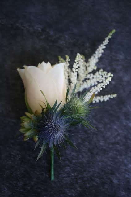 Thistle Wedding Flowers, Thistle Bouquet, Classic Blue Wedding, Thistle Wedding, Button Holes Wedding, Bridal Bouquet Flowers, Red Rose Bouquet, Winter Wedding Flowers, Roses Red