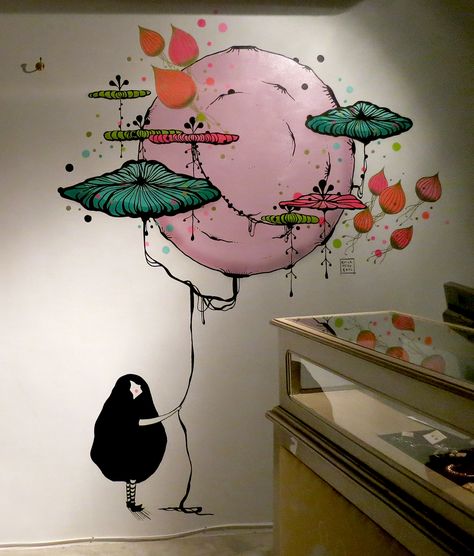 moon and shitakes Anime Mural Wall Art, Street Wall Painting Ideas Creative, Mural Wall Art Creative, Paintings On Canvas For Beginners, Anime Mural, Wall Art Doodle, Moon Mural, Bedroom Art Painting, Bird Paintings On Canvas