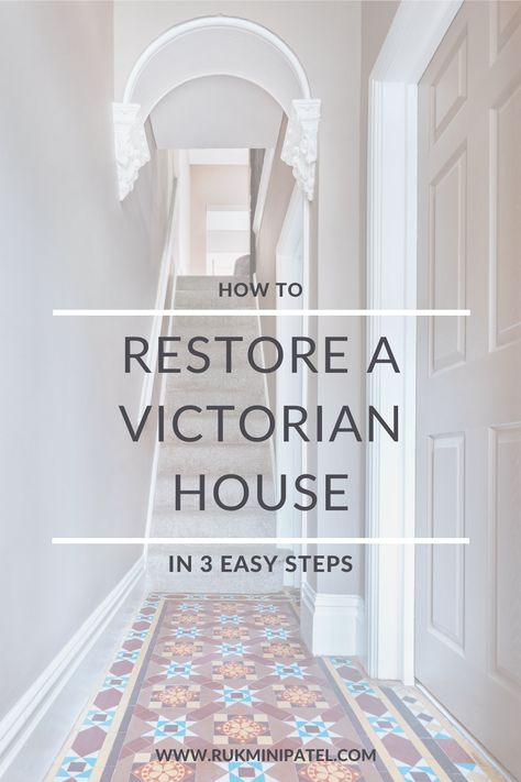 Want to enhance the features of your victorian home? Find out how to restore a Victorian house in 3 easy steps and learn the best ways of enhancing character features in this blog post along with real-life examples to give you inspiration. #victorianhouse #restoration #renovation Refurbished Victorian House, Victorian Farmhouse Staircase, Victorian Row House Interior, Late Victorian House Interior, Decorating Victorian Homes, Uk Victorian House Interior Design, 1880s House Remodel, Old Homes Interior Victorian, Victorian Homes Uk