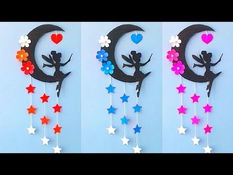 3 NEW EASY PAPER WALL HANGING/DECORS BEST FROM WASTE Super Cool Paper Crafts for Kids Hangings Craft Ideas, Best Wall Hanging Crafts, Diy Crafts Room Decor With Paper, Wall Decor Design Craft, Craft For Board Decoration, Hanging Crafts Ideas, Wall Hanging Art Ideas, Wall Hangings With Cardboard, Moon Crafts Diy