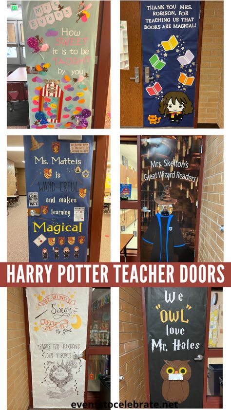 Harry Potter Door Decorations, Harry Potter Classroom Decorations, Harry Potter Door, Halloween Door Decorations Classroom, Harry Potter Classroom Theme, Library Door, Teacher Appreciation Door Decorations, Harry Potter Teachers, Harry Potter Classes