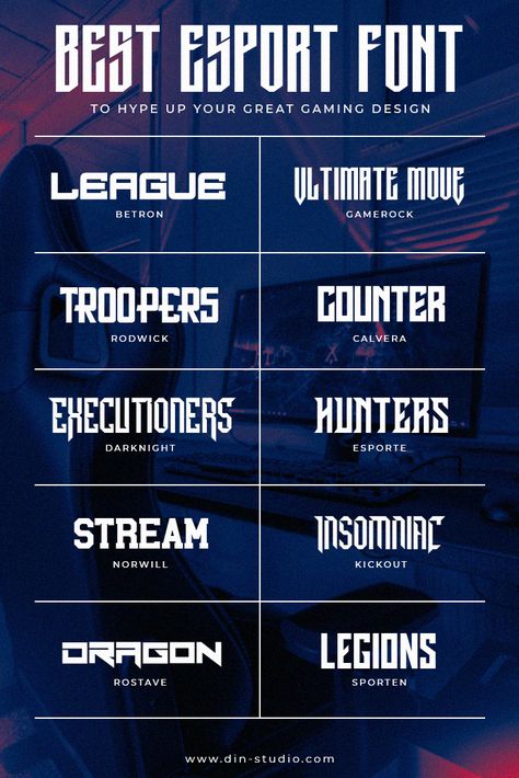 Elevate your designs and let your creativity run wild with our top free Esports Font Collections! Whether you're crafting an epic logo or boosting your game stream brand, our unique, adrenaline-filled fonts will set you miles apart. Step into the gaming world with the spirit of a champion. Dive in, explore, and emerge with the perfect typography to engage, inspire and leave a lasting impression today! Upgrade your design game, it's free! Game Elements Design, Epic Logo Design, Game Font Design, Gaming Poster Design, Gaming Typography, Esports Logo Gaming, Gaming Font, Gaming Graphic Design, Font Ideas Alphabet