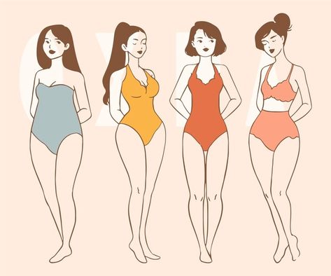 Hand Drawn Type, Female Body Shapes, Body Type Drawing, Body Shape Drawing, Body Template, Body Types Women, Art Outfit, Type Illustration, Character Creator