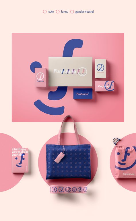 Funfunny | CHILDREN´S FASHION BRAND on Behance Art Gallery Brand Identity, Mode Logos, Desain Merek, Blush Design, Visuell Identitet, What Is Fashion Designing, Brand Boards, Alphabet Logo, Fashion Logo Branding