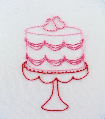 big B: More La Patisserie cakes! Wedding Cake Embroidery, Cake Embroidery, Patisserie Cake, Etsy Embroidery, Ribbon Box, Hand Sewing Projects, Lazy Daisy Stitch, Towel Embroidery, Redwork Embroidery